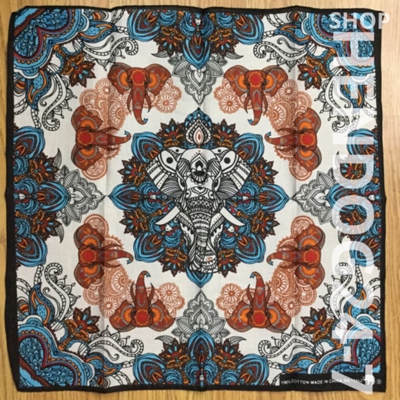COLORFUL ELEPHANT BANDANA SCARVE ONE SIZE - Picture 2 of 3